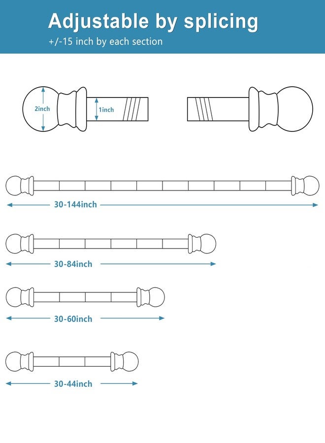 HOSKO White Curtain Rod - 1 Inch Curtain Rods for Window 30-84 Inches - Including Three Mounting Brackets （White） - Image 3